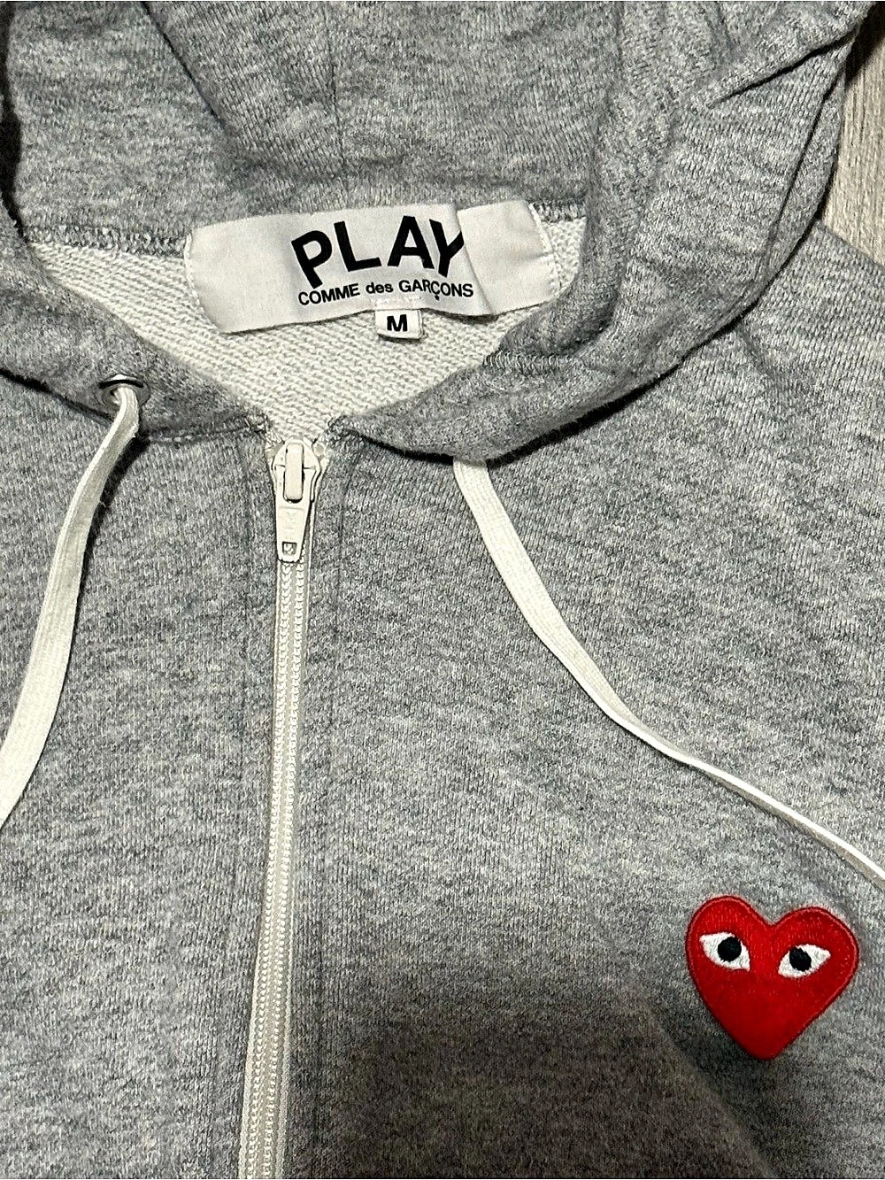Comme des Garçons PLAY Heart Zip Hoodie Heart Zip Hoodie Gray Medium - Picture 2 of 5